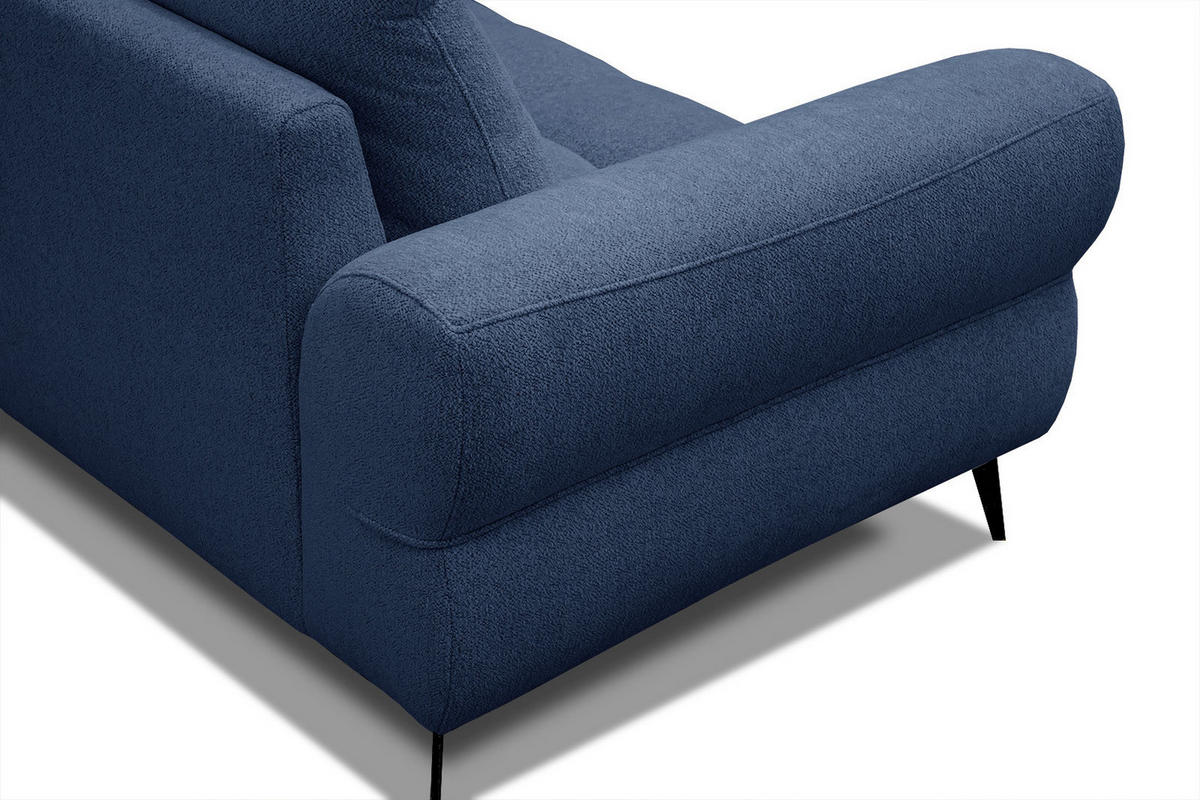 ECKSOFA SALVINI 4-Sitzer, dunkelblau - Schwarz/Dunkelblau, Holzwerkstoff/Textil (292/158cm) - Courtois Laville