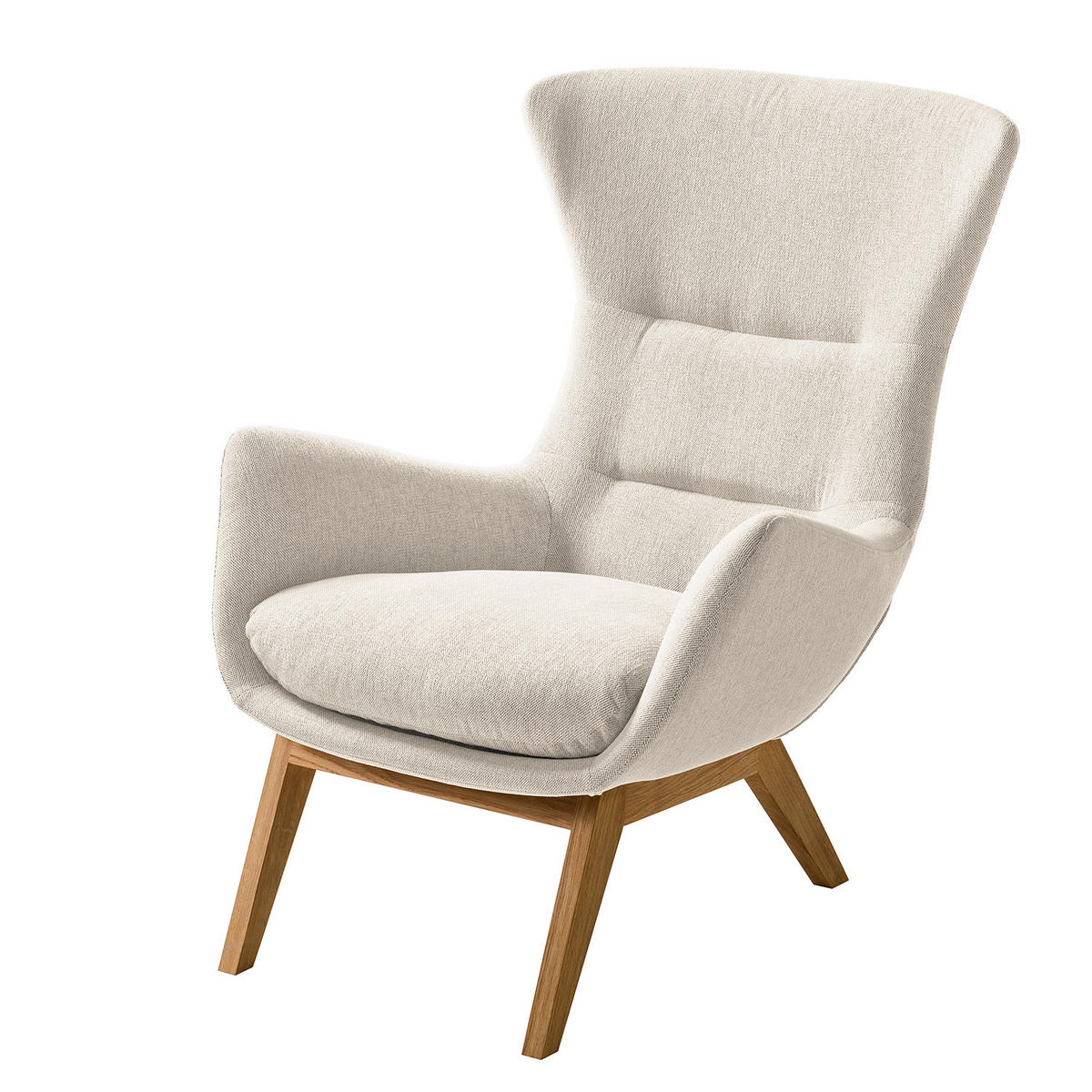 SESSEL mit Holzfüßen - Eichefarben/Beige, Textil (84/99/96cm) - home24