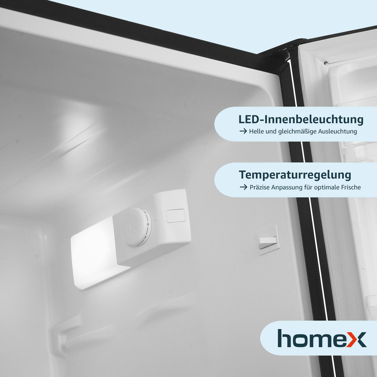 KÜHL-GEFRIER-KOMBINATION, freistehend, 173 Liter Nutzinhalt, 4-Sterne Gefrieren, Höhe 142,5 cm, 40 dB, Kühlschrank mit Gefrierfach groß, CFS1110-B - Schwarz, Glas/Kunststoff (49.5/142.5/56cm) - homeX