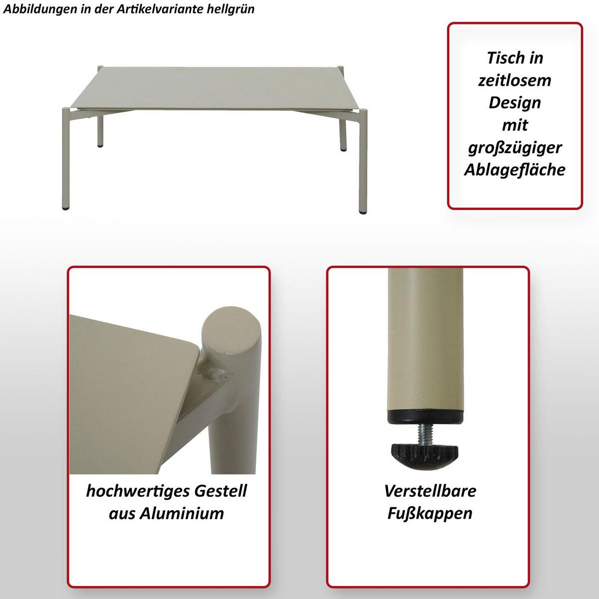 GARTENTISCH Hellgrün - Hellgrün, Metall (65/105/39cm) - MCW
