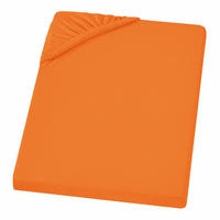 JERSEY-SPANNBETTTUCH 180x200 - 200x200 Große Bettlaken aus 100% Baumwolle, Spannbettlaken Laken Uni Orange - Orange, Textil (200/200cm) - Carpe Sonno
