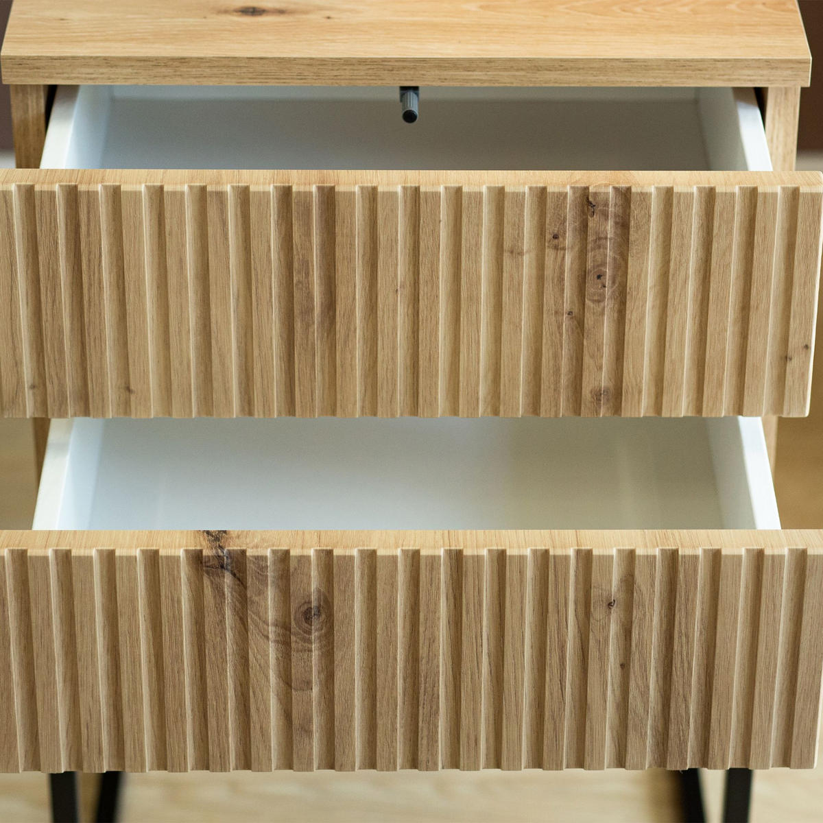 NACHTTISCH RECTUS Nachtschrank, Modern - Eichefarben/Schwarz, Holzwerkstoff (40/65/39cm) - KONSIMO®