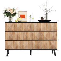 SIDEBOARD aus MDF und Spanplatte 120x40x85 cm Schwarz/Naturholz mit 6 Schubladen - Naturfarben, Holzwerkstoff (40/85/120cm) - IVMEU