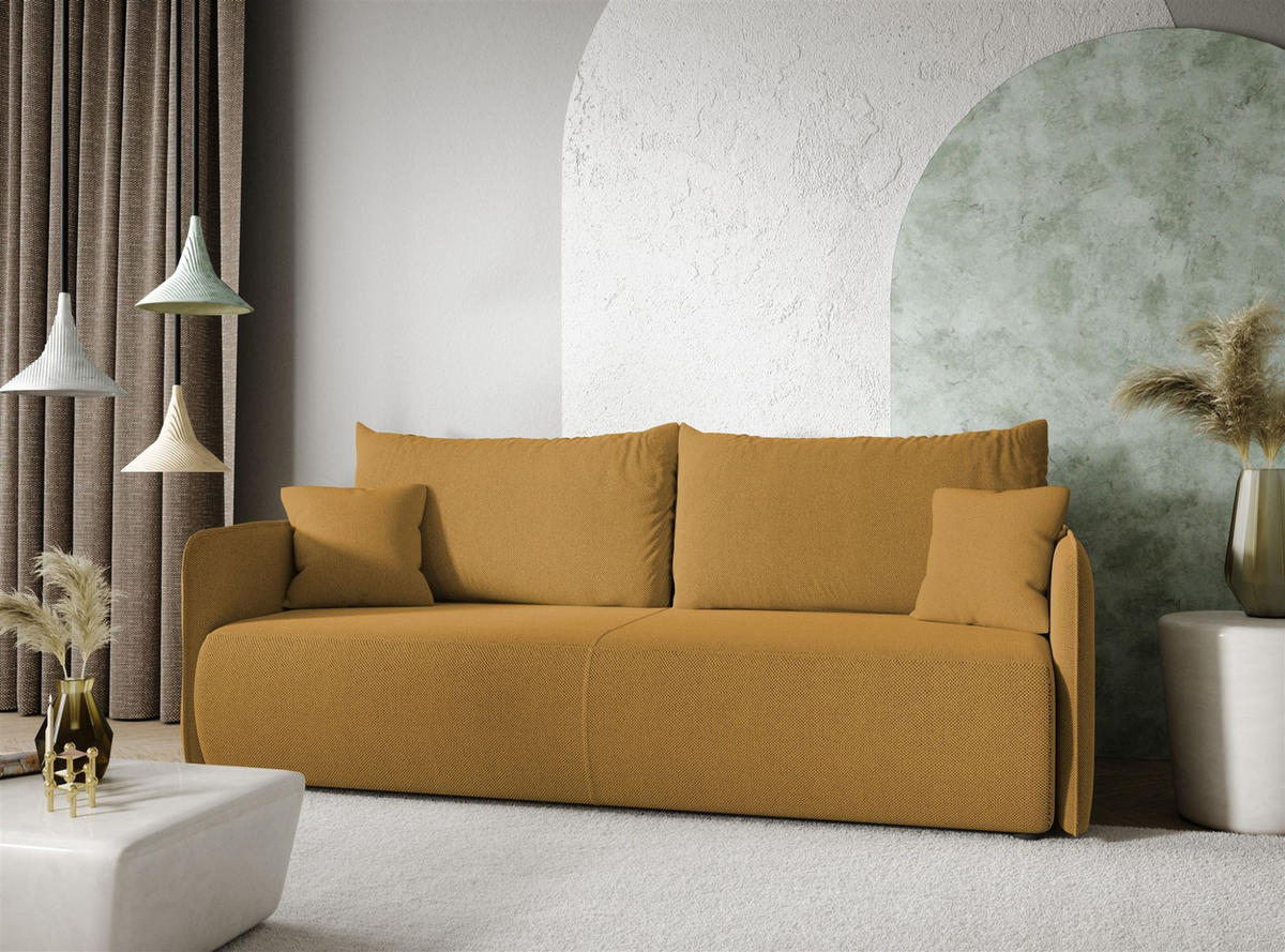 SCHLAFSOFA Calgary - Gelb, Holzwerkstoff/Textil (216/86/105cm) - Fun Möbel