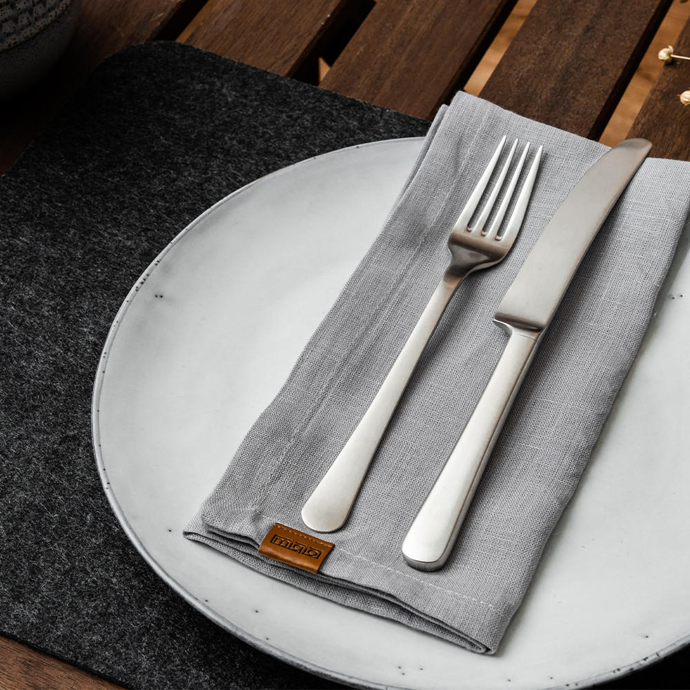 Thumbnail - Miqio Design Servietten, Hellgrau, Textil, 45x45 cm, Wohntextilien, Tischwäsche, Stoffservietten