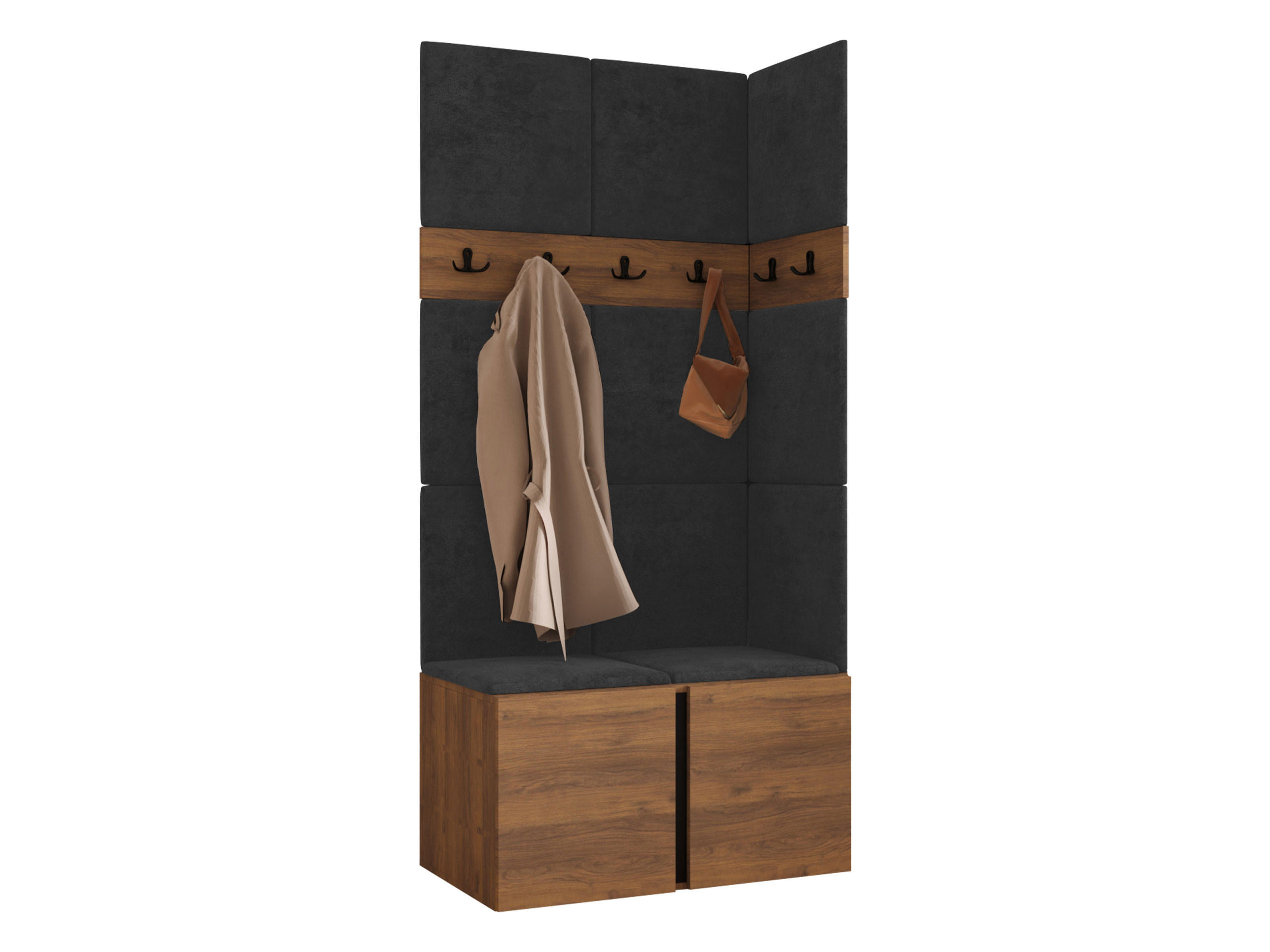 MOBILIER PENTRU HOL Orion I - culoare lemn de nuc/antracit, material plastic/compozit lemnos (84/186/46cm) - MIRJAN24