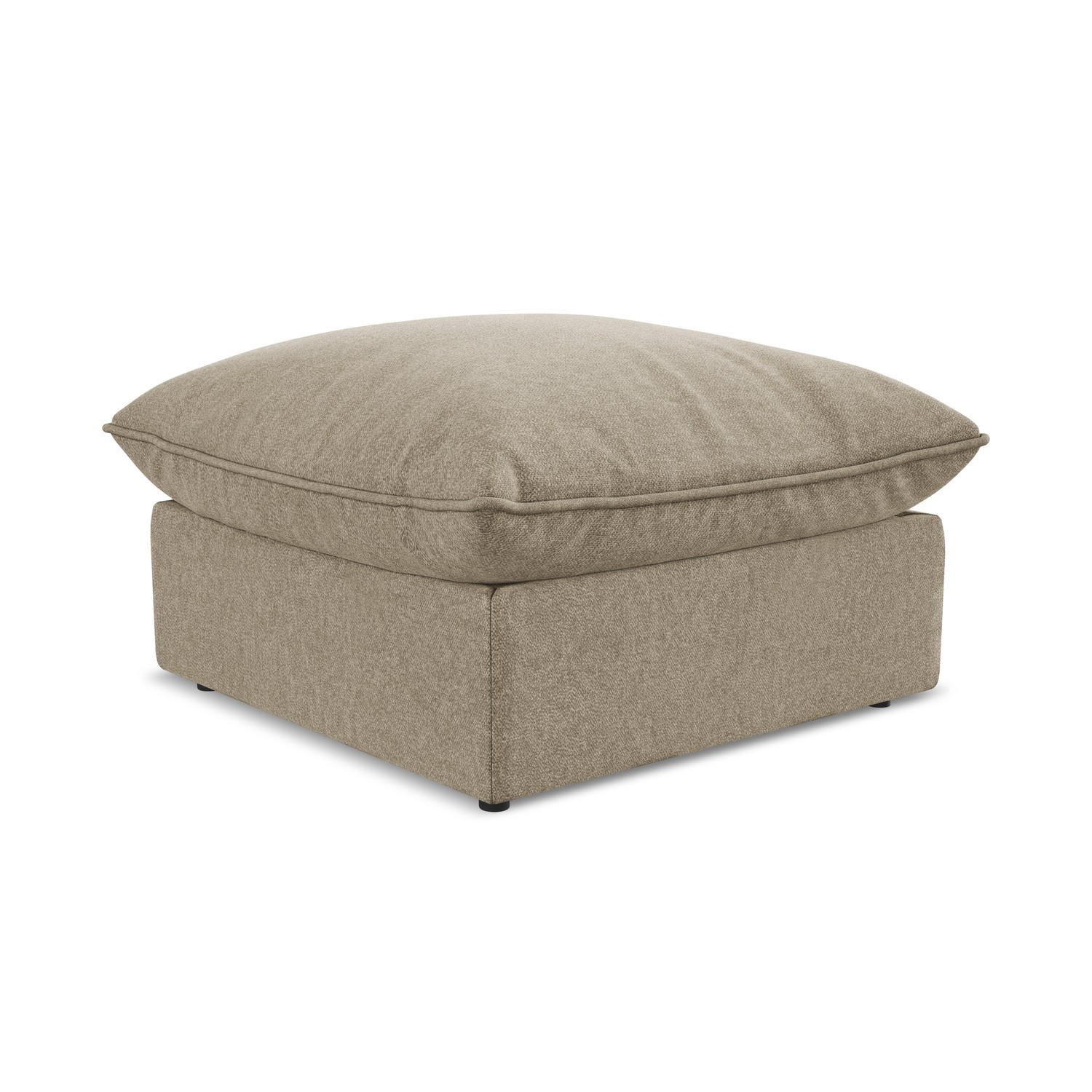POUF Samt Stoff Beige - Beige/Schwarz, Holzwerkstoff/Kunststoff (75/45/75cm) - LaMiaSofa