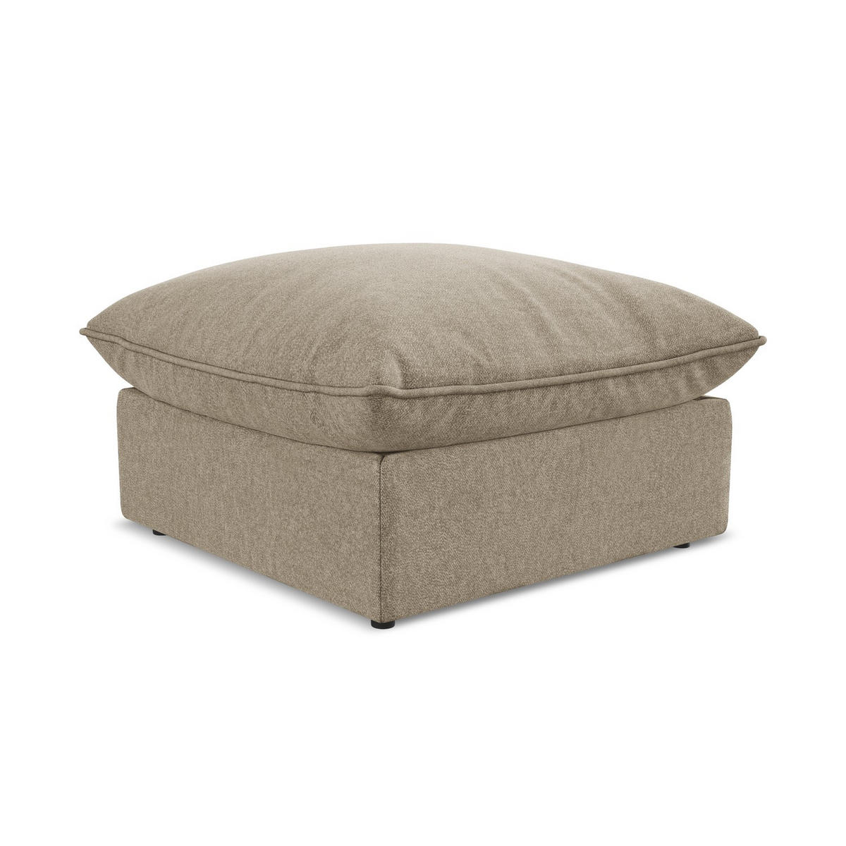 POUF Samt Stoff Beige - Beige/Schwarz, Holzwerkstoff/Kunststoff (75/45/75cm) - LaMiaSofa