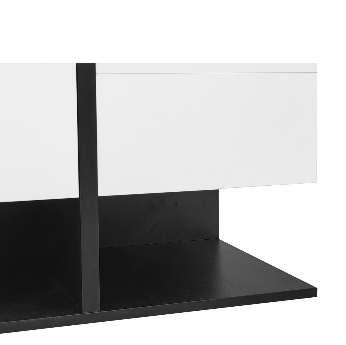 COUCHTISCH 70/70/35.5 cm Schwarz und Weiß aus Spanplatte mit 2 Schubladen - Schwarz, Holzwerkstoff (70/70/35.5cm) - OKMYHOME
