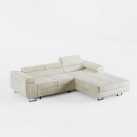 ECKSOFA VEMO CORE Rechts Creme Velours-Stoff mit Schlaffunktion und Bettkasten - Creme, Holz/Metall (280/205cm) - Barchello