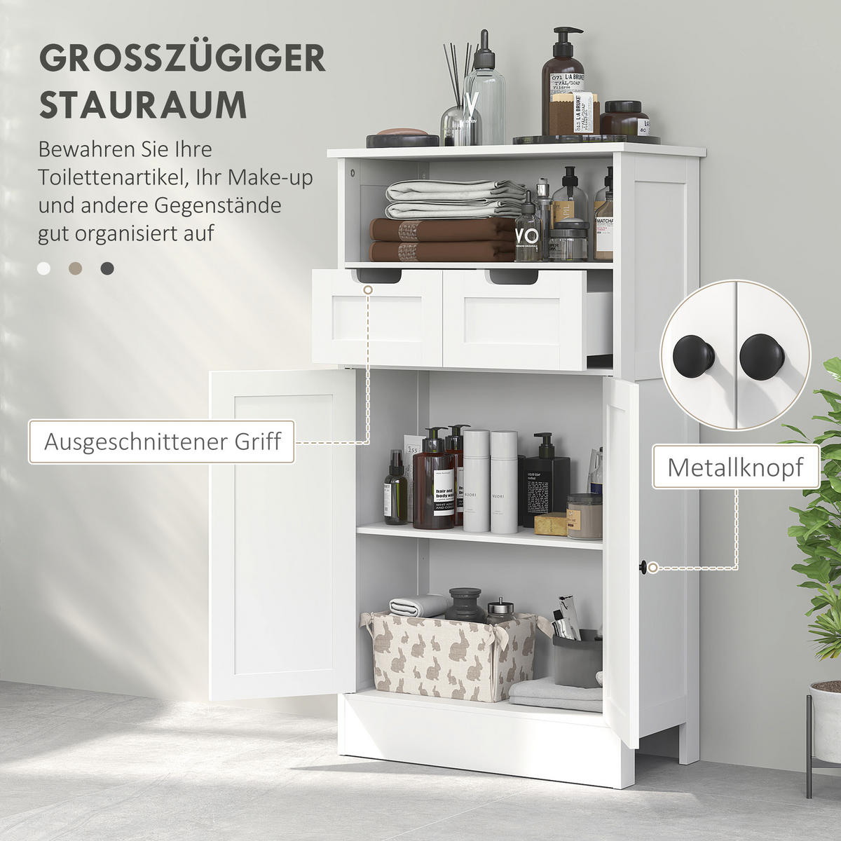 BADEZIMMERSCHRANK, Badeschrank, 60 x 30 x 108,8 cm, Weiß - Weiß, Holzwerkstoff (60/108.8/30cm) - Kleankin