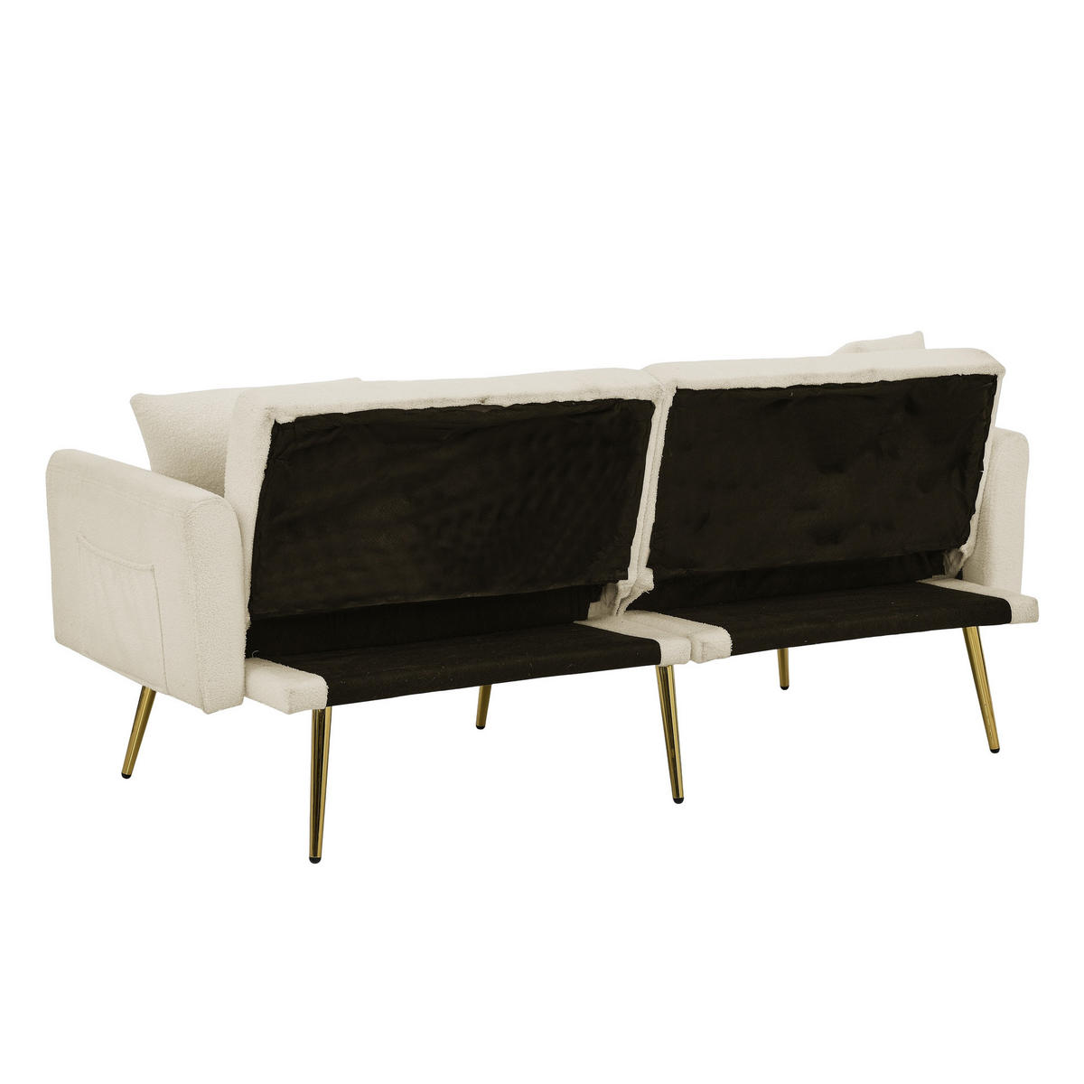 SCHLAFSOFA 177/78/74 cm in Beige Teddyfell mit Aufbewahrungstasche - Beige, Textil (177/74/78cm) - Oxeza