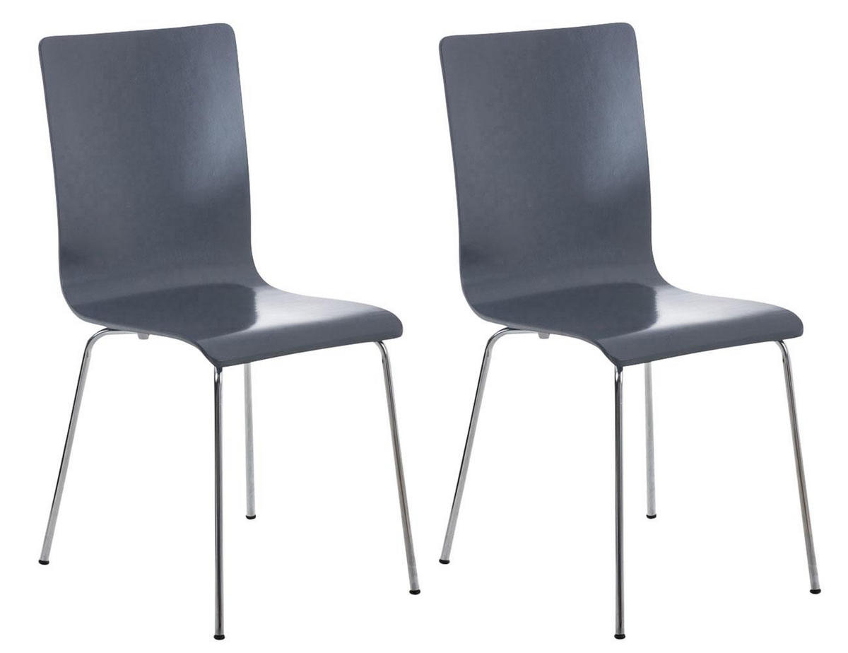 BESUCHERSTUHL 2er Set Holz grau - Grau, Holz/Metall (43/87/47cm) - CLP