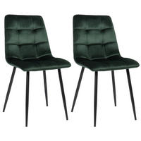 ESSZIMMERSTUHL Till, 2er Set, Samt, Gestell Metall matt Schwarz Grün - Schwarz/Grün, Textil/Metall (45/88/52cm) - TPFLiving