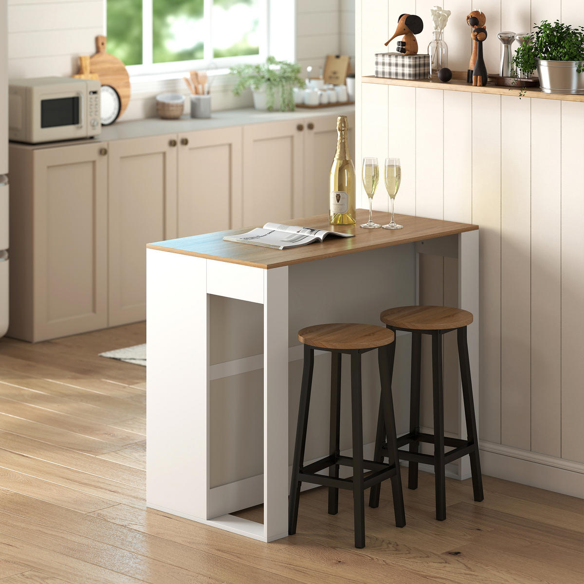BARTISCH DE-14798 3-stufig mit 2 offenen Fächern Weiß/Holzoptik - Weiß, Holzwerkstoff (113/60/90cm) - ComfortXL