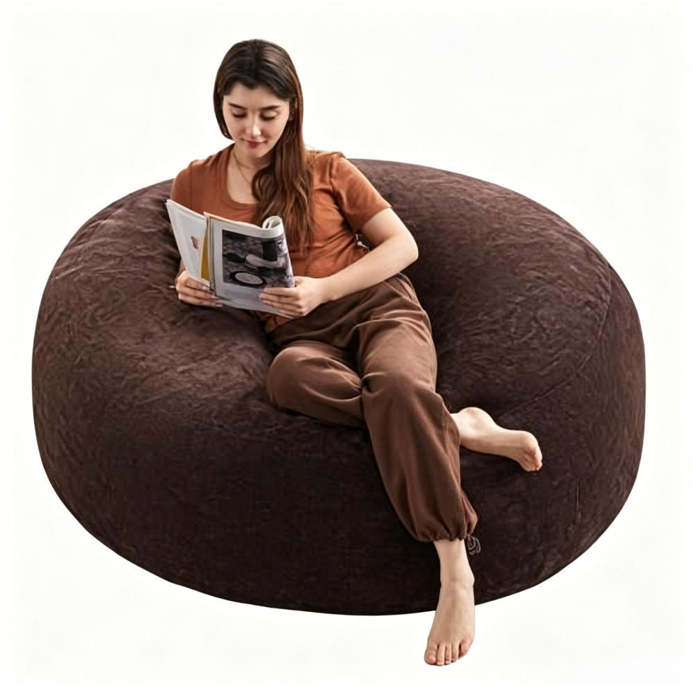 SITZSACK für Erwachsene Indoor 130x120cm Bequemes Bodenkissen groß - Braun, Textil (120/28/130cm) - Raelunyi