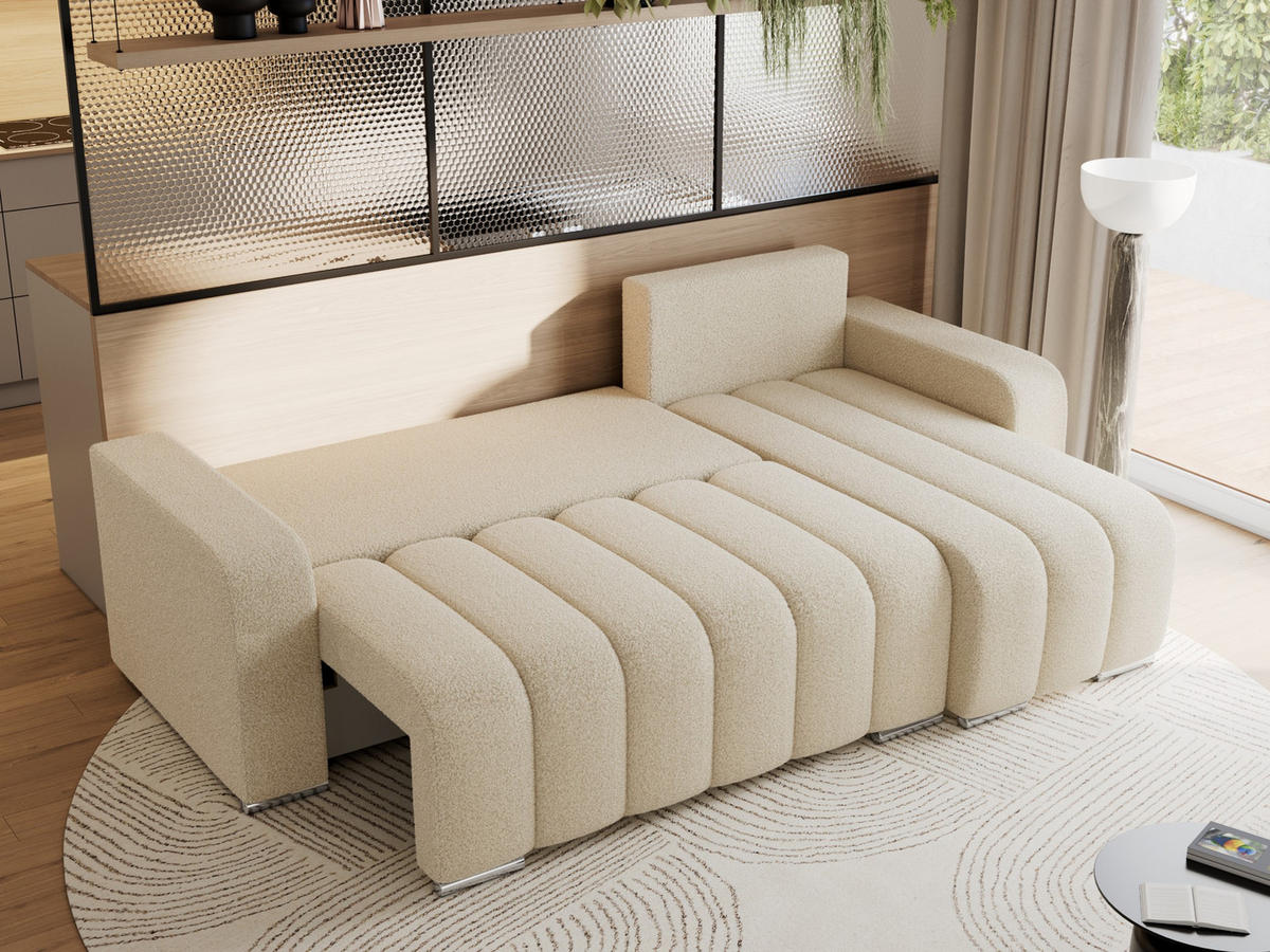 ECKSOFA KIRASSO L Beige Boucle - Beige/Grau, Textil (245/147cm) - MKS