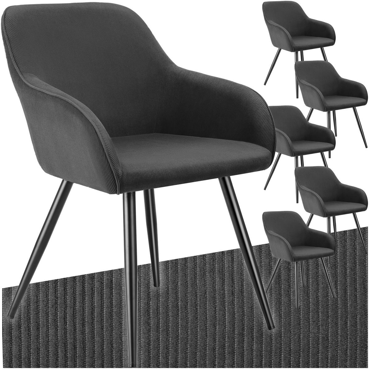 ESSZIMMERSTUHL 6er Set Marilyn 58 x 62 x 82 cm anthrazit/schwarz - Anthrazit/Schwarz, Kunststoff (62/82/58cm) - tectake