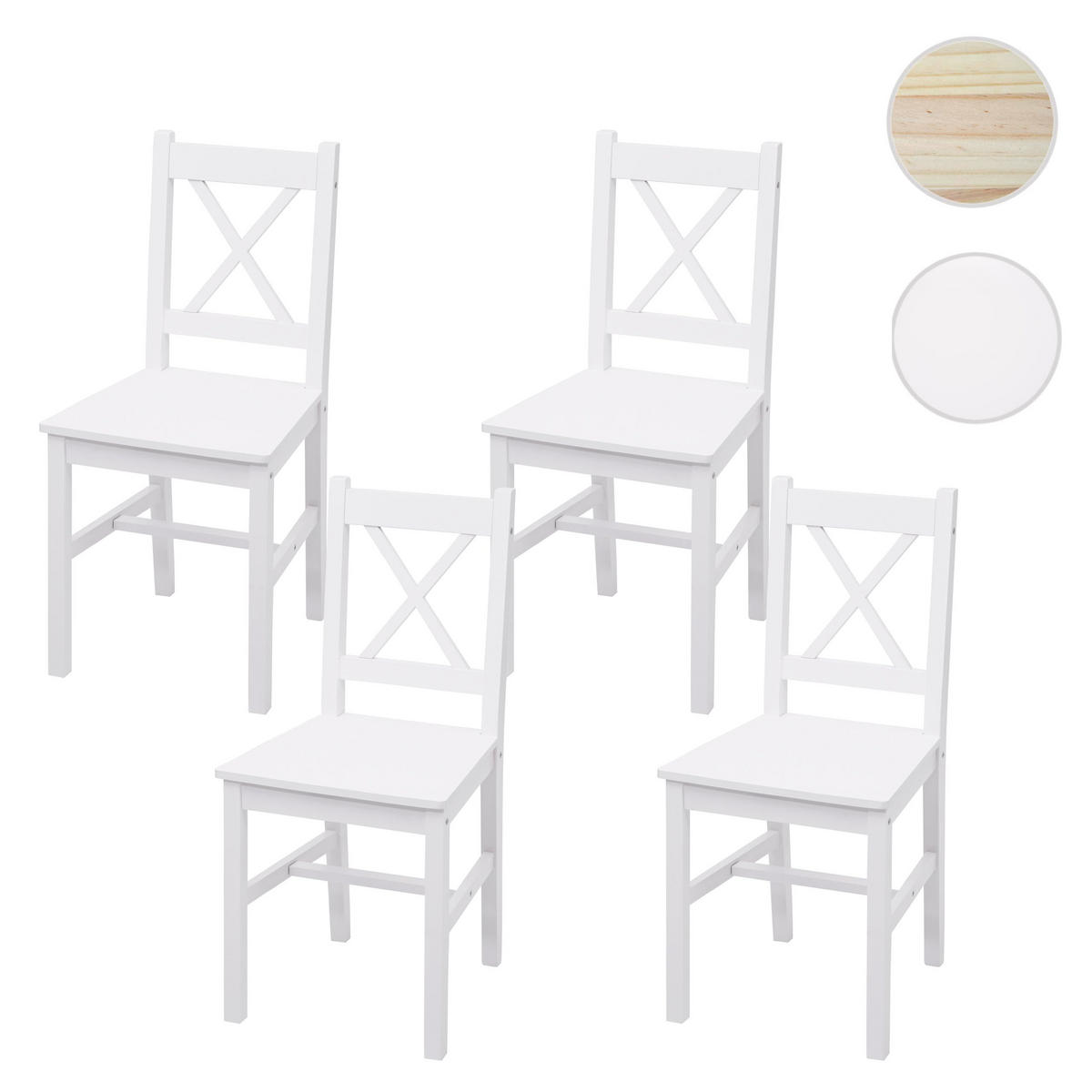 ESSZIMMERSTUHL Weiß 4er-Set - Weiß, Holz (40/86/42cm) - MCW