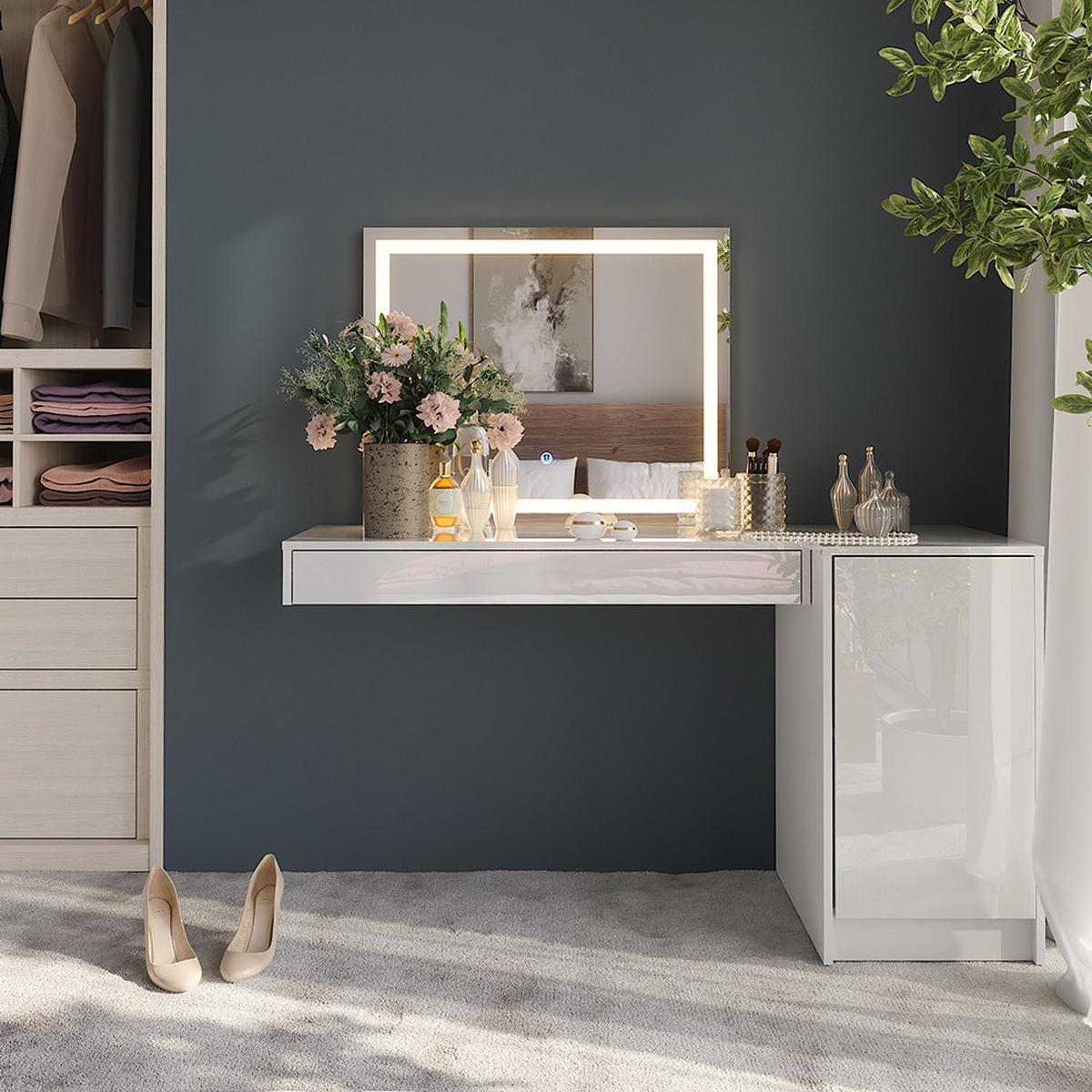 TOALETNÍ STOLEK Sherry Bílá - bílá, kompozitní dřevo (100/12/40.1cm) - Vicco