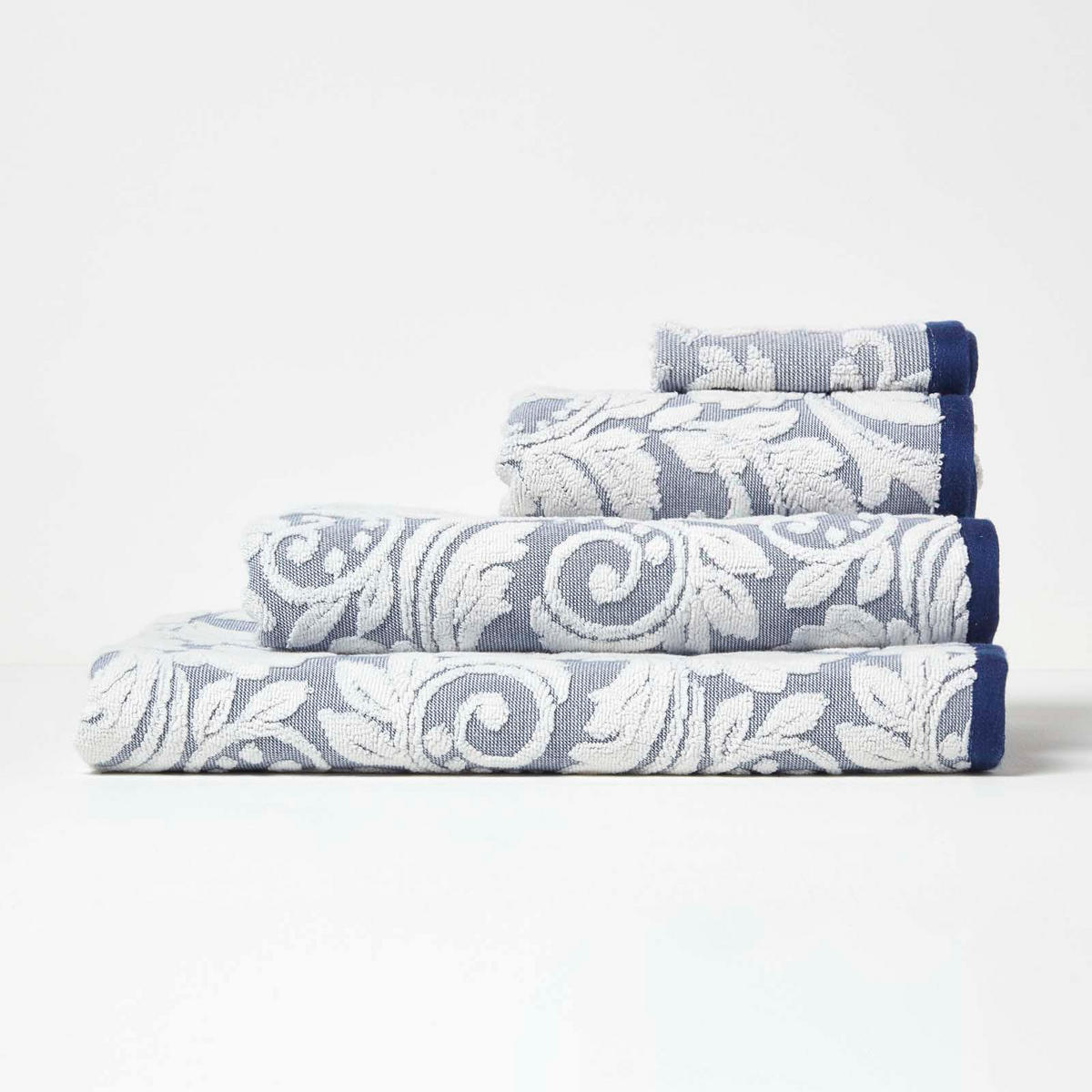 HANDTUCH Damast dunkelblau - Dunkelblau, Textil (50/90cm) - Homescapes