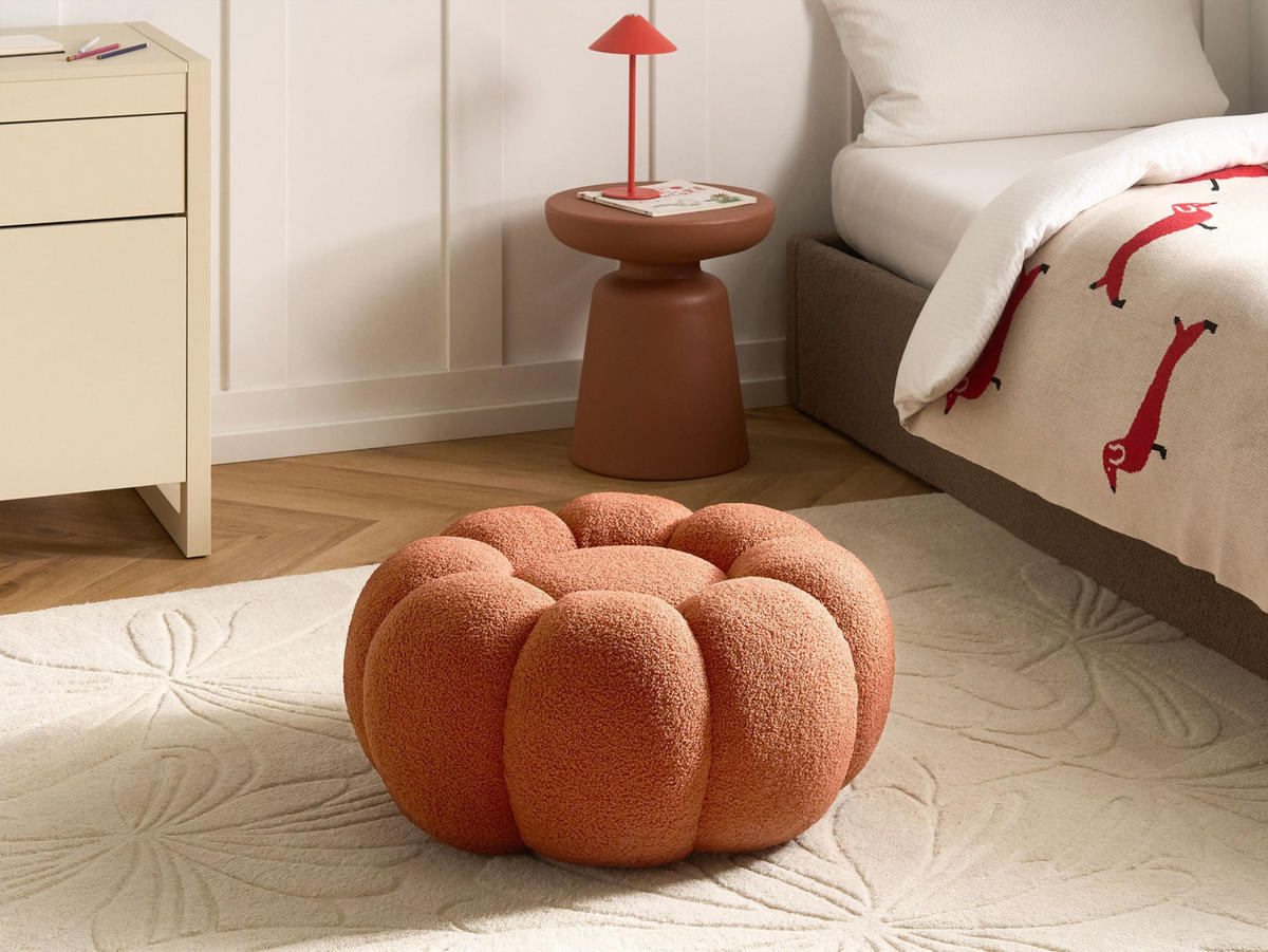 POUF bouclé maro Beaufort - maro deschis, material textil (60/27/60cm) - Beliani