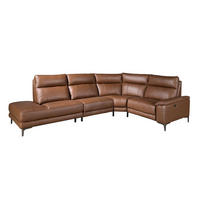 ECKSOFA Ecke tabakbraun dunkler Stahl 305/244/97 cm - Braun, Leder/Metall (305/244cm) - ANGEL CERDA