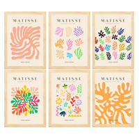 POSTER Set Mit 6 Illustrationen Von Henri Matisse Vegetation A3 Rahmen Aus Hellem Holz - Beige, Papier (29/3cm) - Nacnic