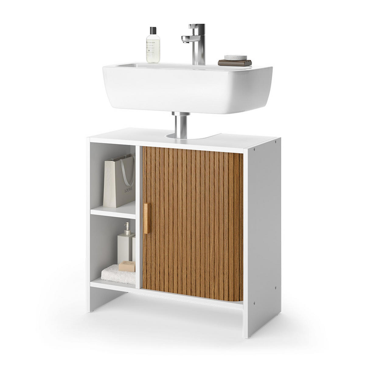 WASCHBECKENUNTERSCHRANK Norea, Eiche/Weiß, 60 x 60 cm - Eichefarben/Weiß, Holzwerkstoff (60/60/30cm) - Vicco
