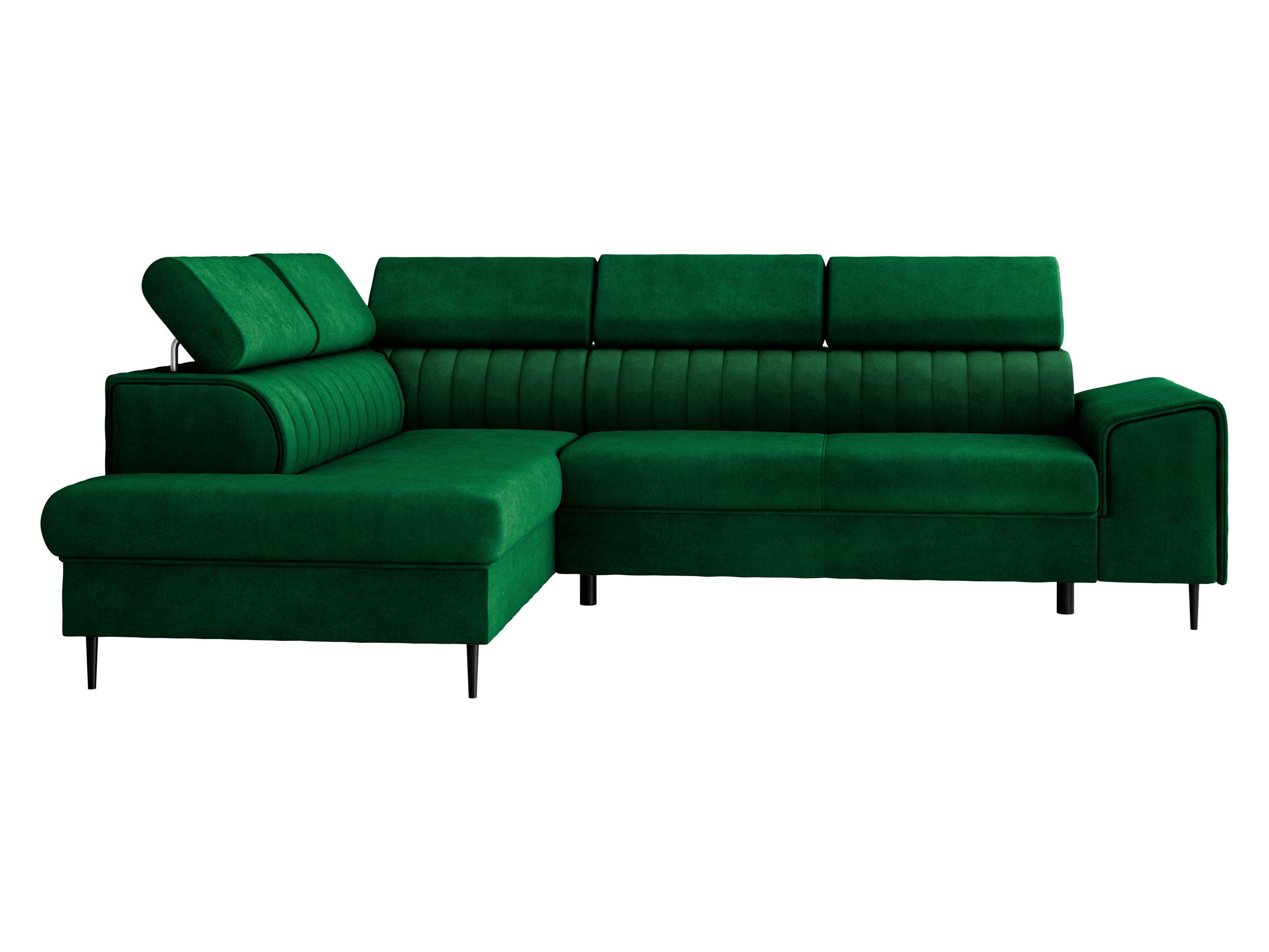 ECKSOFA Kadurin, Seite: Links - Schwarz/Grün, Holz/Kunststoff (276/206cm) - MIRJAN24