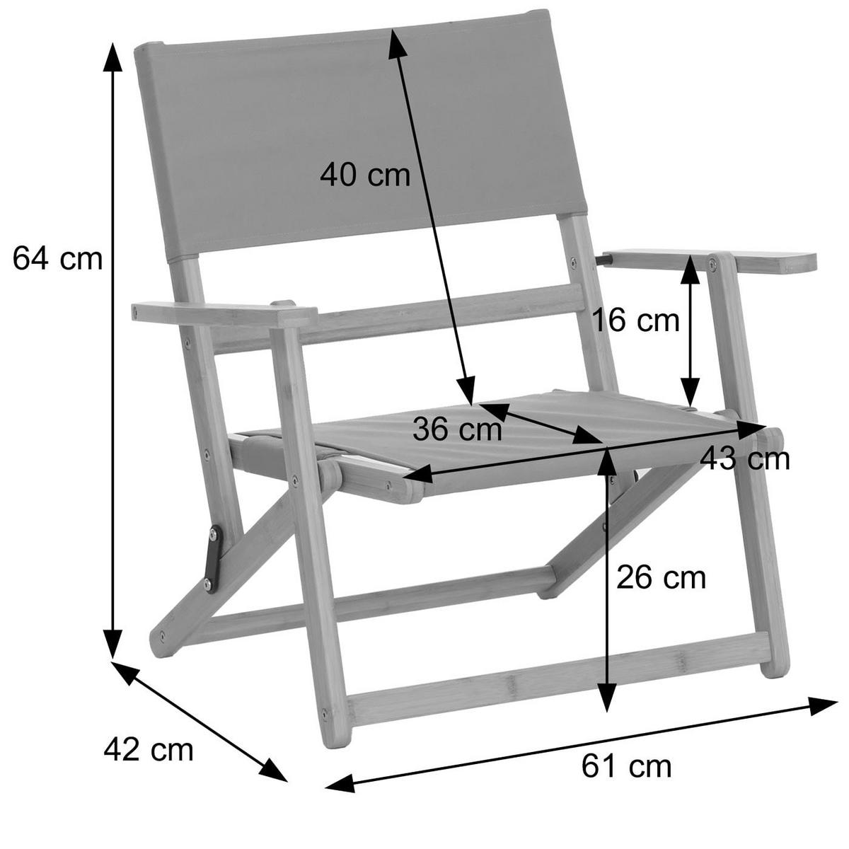 BAMBUS CAMPINGSTUHL Creme - Creme, Textil (61/64/42cm) - MCW