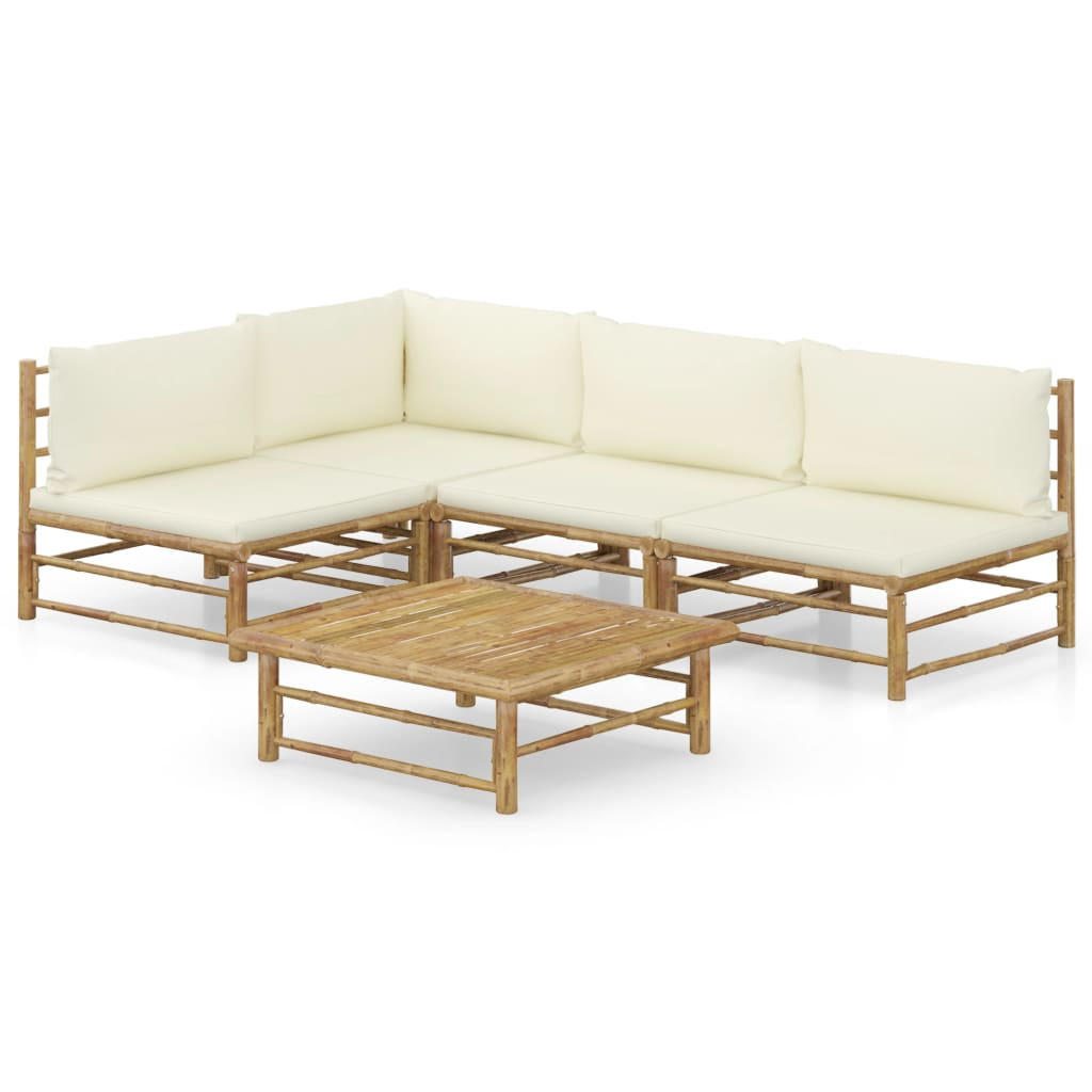 GARTENSET Revelli 5-teilig - Weiß, Naturmaterialien - Nettlife