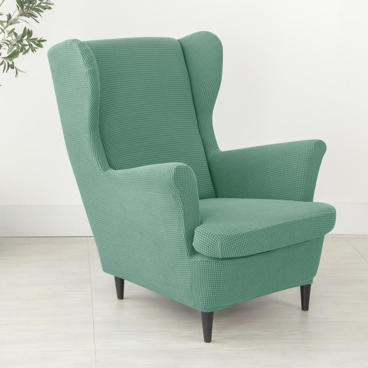 OHRENSESSEL ÜBERZUG Einfarbig Jacquard 2-Teilig - Grün, Textil (85/90cm) - Kaket