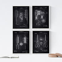 POSTER Set mit 4 Schwarz Friseurläden Patent A4 Rahmenlos - Klar, Papier (29.7/3cm) - Nacnic
