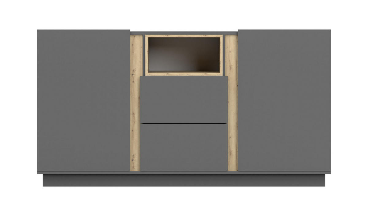 LOWBOARD - Kommode Reyla Grau - Grau, Holzwerkstoff (180/96/42cm) - Möblo