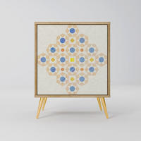 SIDEBOARD PATTERNED PRISM, Eichefarben, 57,5x42x75,5 cm, Goldfarbene Metallfüße - Eichefarben/Goldfarben, Holzwerkstoff/Metall (57.5/75.5/42cm) - SpaceRebels
