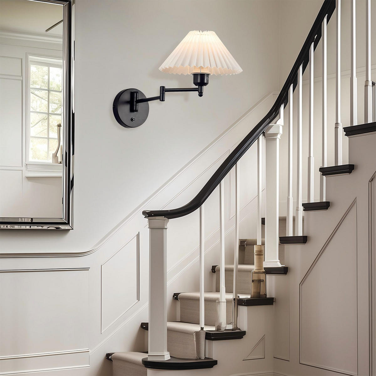 WANDLEUCHTE Nickel 41.5/27/42 cm - Weiß, Metall (27/42/41.5cm) - ZMH