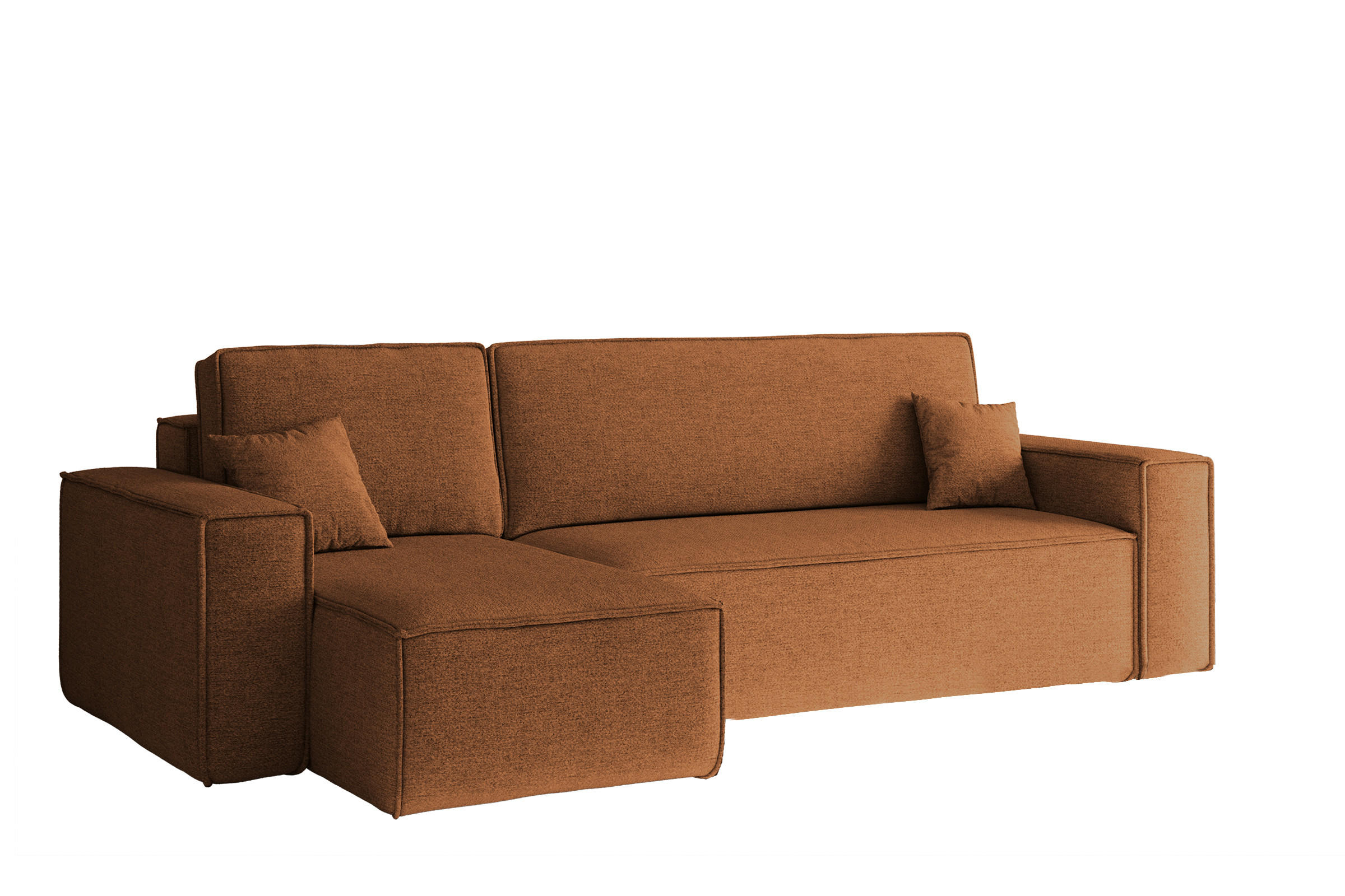 ECKSOFA, Best L-Form, Stoff Neve, Kupfer, Links - Orange, Holz (142/244cm) - Kaiser Möbel