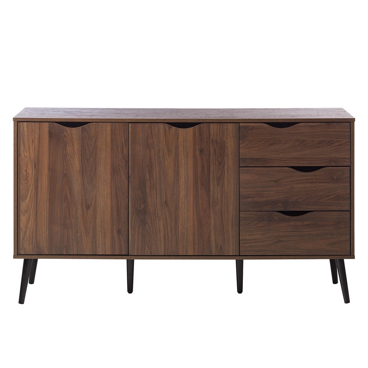 SIDEBOARD - Walnuss Dekor - Walnussfarben/Schwarz, Holzwerkstoff (147/82/39cm) - home24