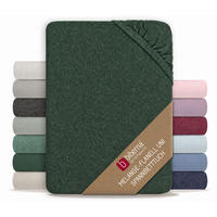 SPANNBETTTUCH Premium Biber Melange UNI dunkelgrün, 90x190 cm - 100x200 cm - Dunkelgrün, Textil (100/200cm) - biberna