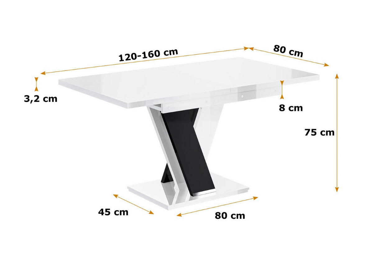 ESSTISCH ausziehbar 120 -160x80x75 cm - Weiß / Betonoptik - ASIV - Hellgrau, Holzwerkstoff (120/80/75cm) - ALTDECOR