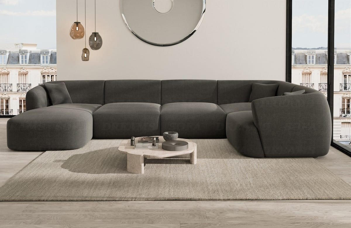 WOHNLANDSCHAFT Azura Anthrazit Strukturstoff - Anthrazit, Kunststoff (325/78/177cm)