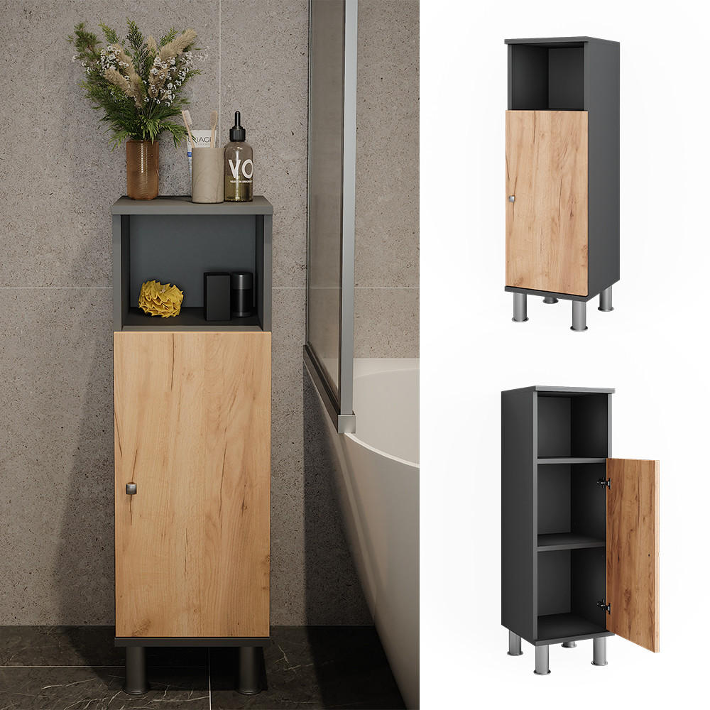 MIDISCHRANK Fynn Anthrazit/Goldkraft Eiche 30 x 95 cm - Honigeiche/Anthrazit, Holzwerkstoff (30/95/30cm) - Vicco