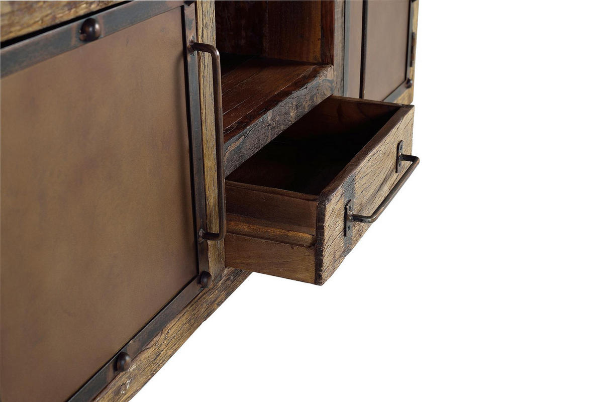 LOWBOARD aus recyceltem Holz mit Metallelementen - Braun, Holz (40/60/150cm) - Giner y Colomer