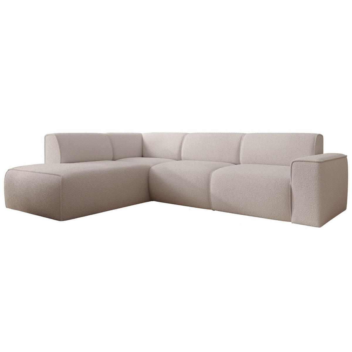 ECKSOFA Bouvi Hellbeige links - Ecru/Schwarz, Kunststoff/Textil (292/220cm) - Selsey