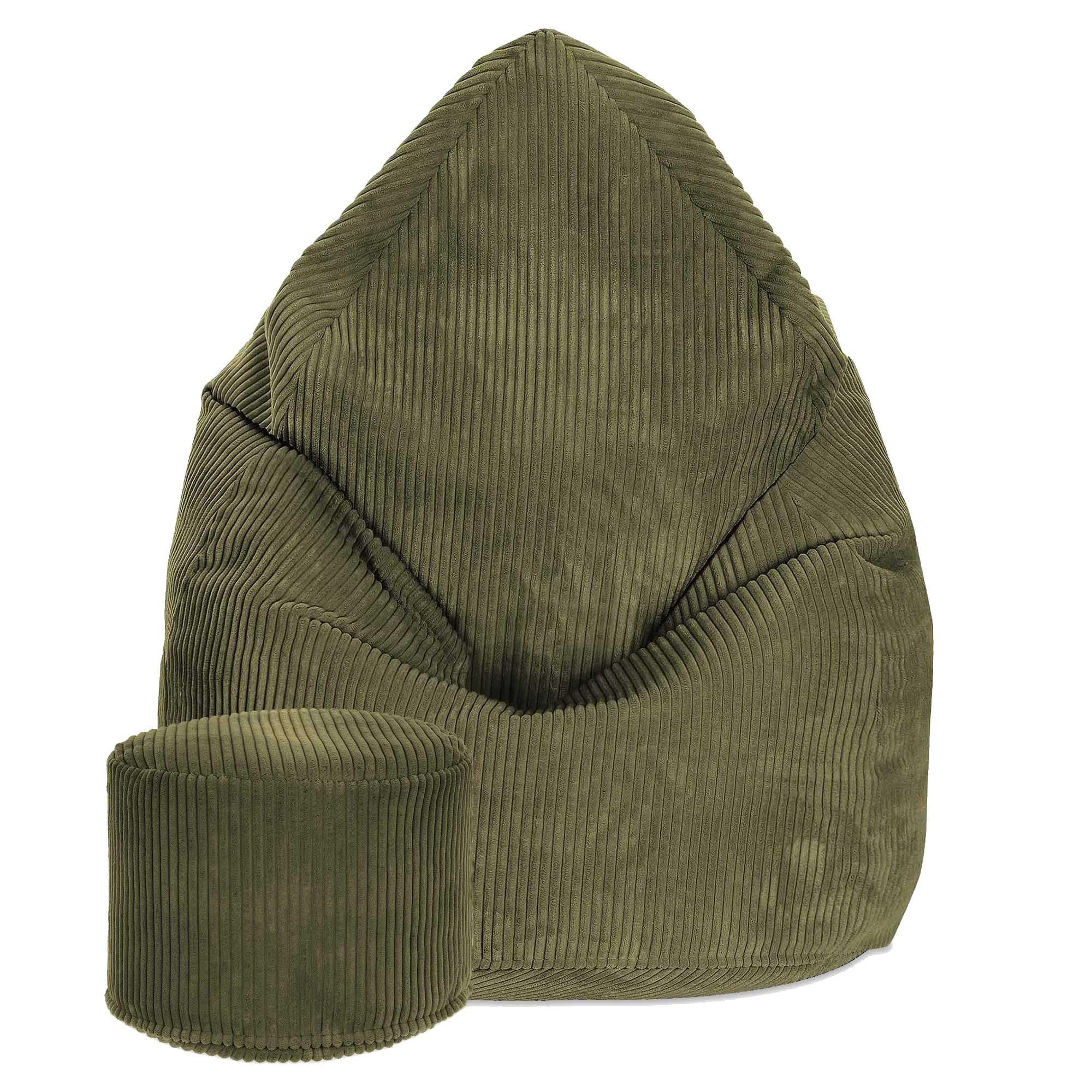 SITZSACK MIT FUßSTÜTZE Kordsamt 2-tlg Dark Olive M - Dunkelgrün/Olivgrün, Textil (80/120/80cm) - Dreamroots
