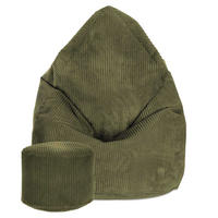 SITZSACK MIT FUßSTÜTZE Kordsamt 2-tlg Dark Olive M - Dunkelgrün/Olivgrün, Textil (80/120/80cm) - Dreamroots