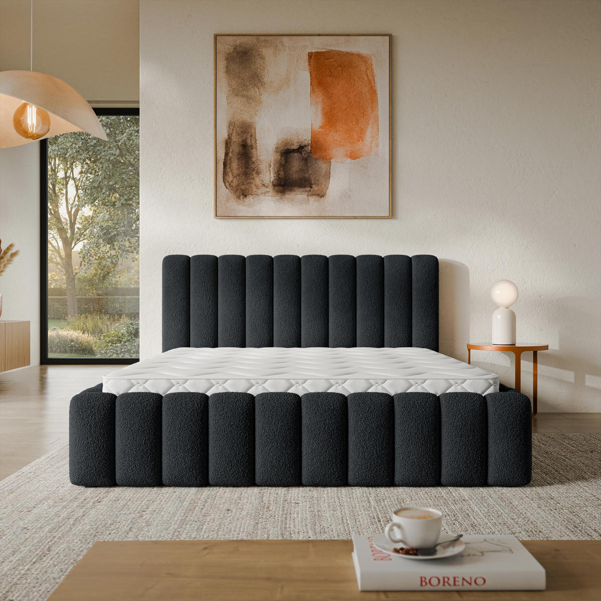 ČALOUNĚNÁ Postel TEBA 160x200 cm Černá - černá, kompozitní dřevo/textil (160/200cm) - MASSENO