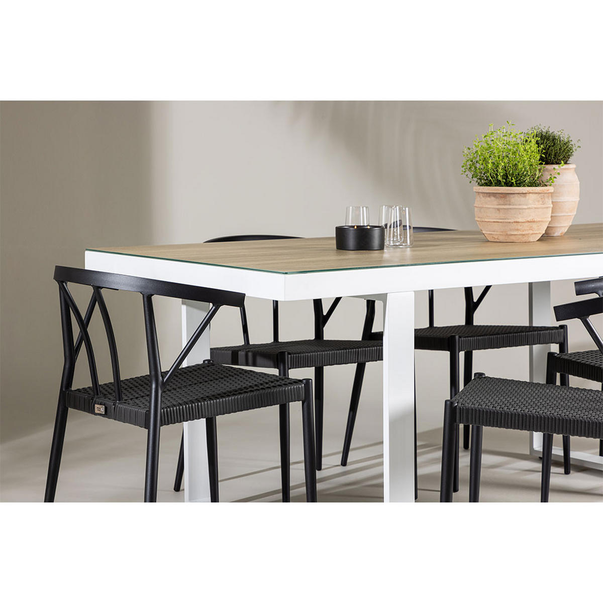 GARTENSET, MerloStina, Tisch Weiß, Holz, 90 x 200 x 75 cm, 7-teilig - Weiß, Holz - ebuy24