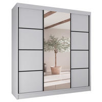 SCHRANK Weiß Filo V200 Schiebetür Mit Spiegel Und Schwarzen Sprossen - Weiß, Holzwerkstoff (200/215/61cm) - Sepro Meble